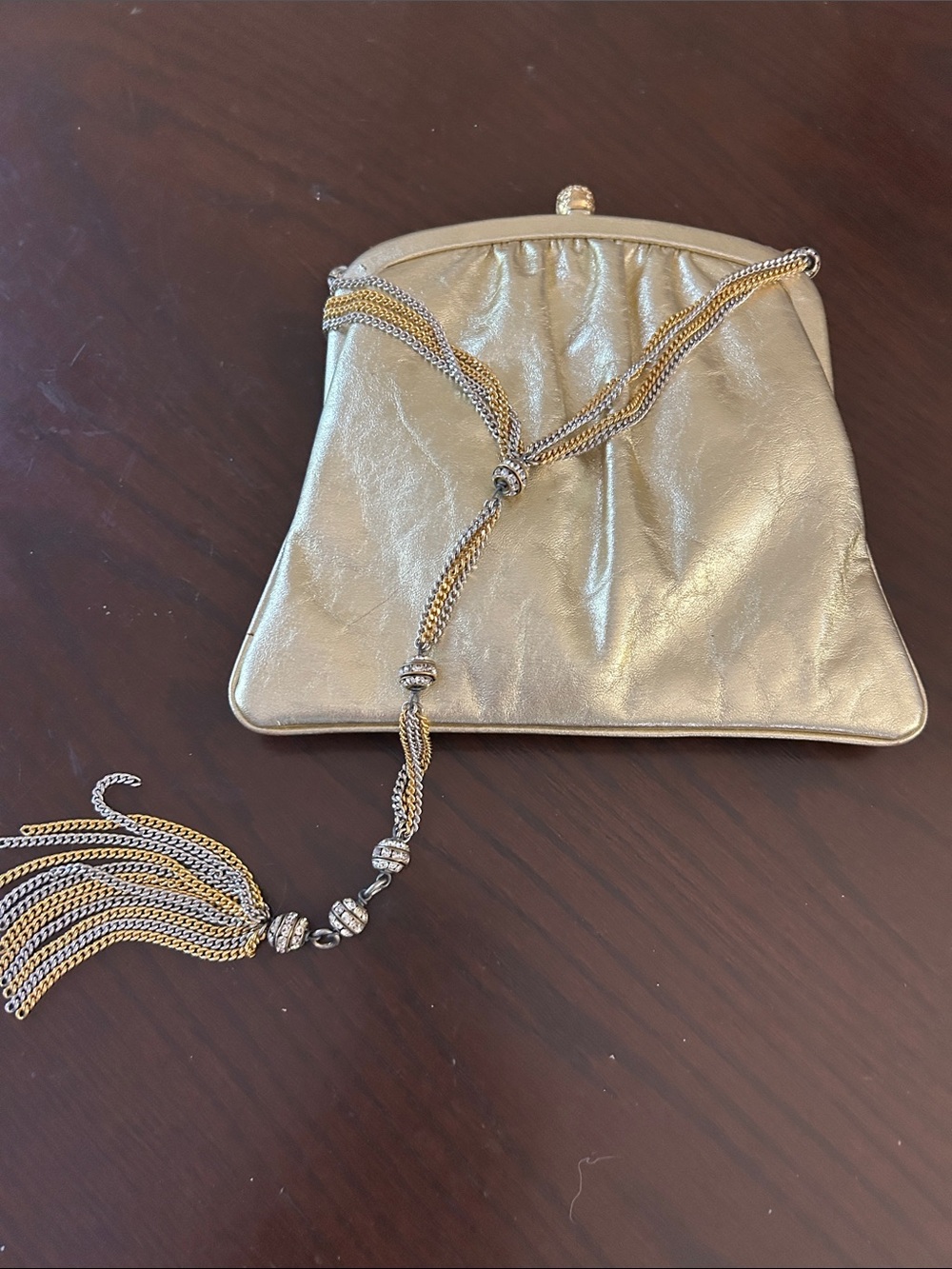 Metallic Gold Tassel Evening Clutch